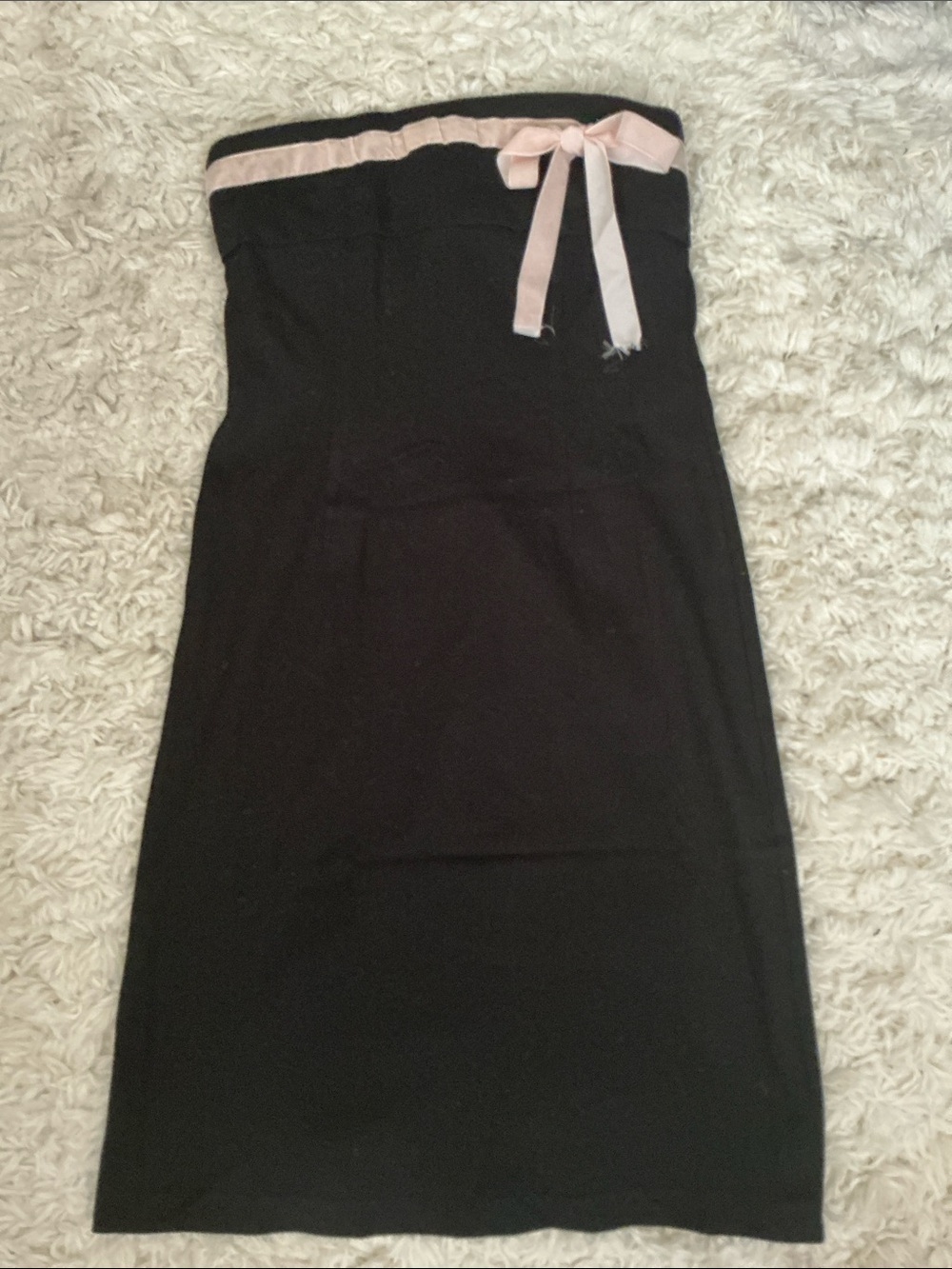Y2K pink Bow Black Strapless Dress